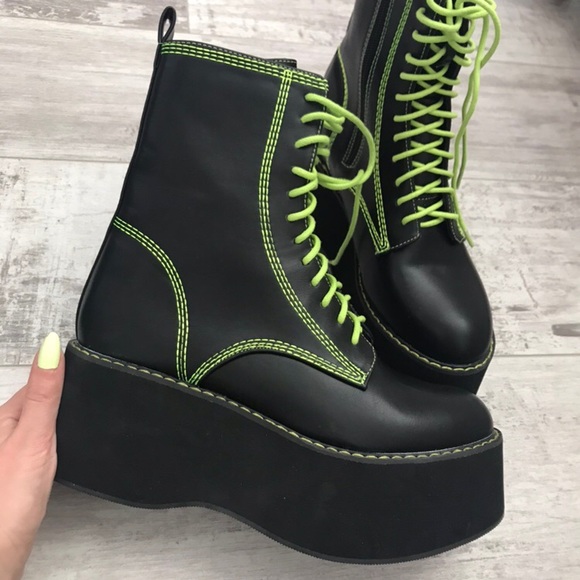 Dolls Kill Shoes - Dolls Kill Platform Neon Lace Boots